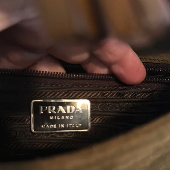 Prada Brown and Green Suede Women's Bag - Picture 3 of 10